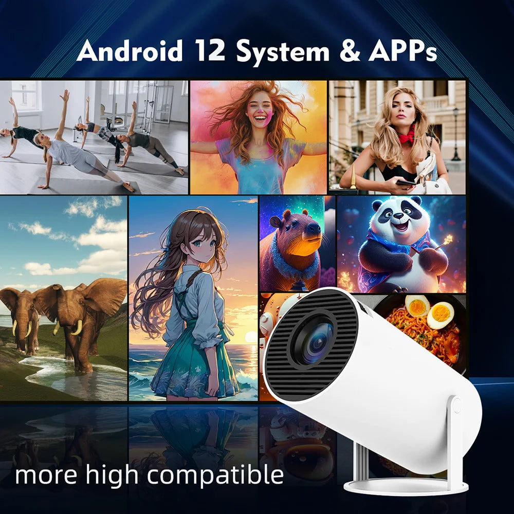 Yinzam New HY300 Pro Android 12 Projector, Home Video 1080p Projector With 2GB RAM 16GB ROM 260 ANSI Lux HY 300 Plus Proyector